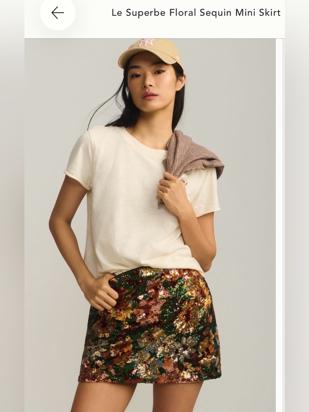 Le Superbe Floral Sequin Mini Skirt